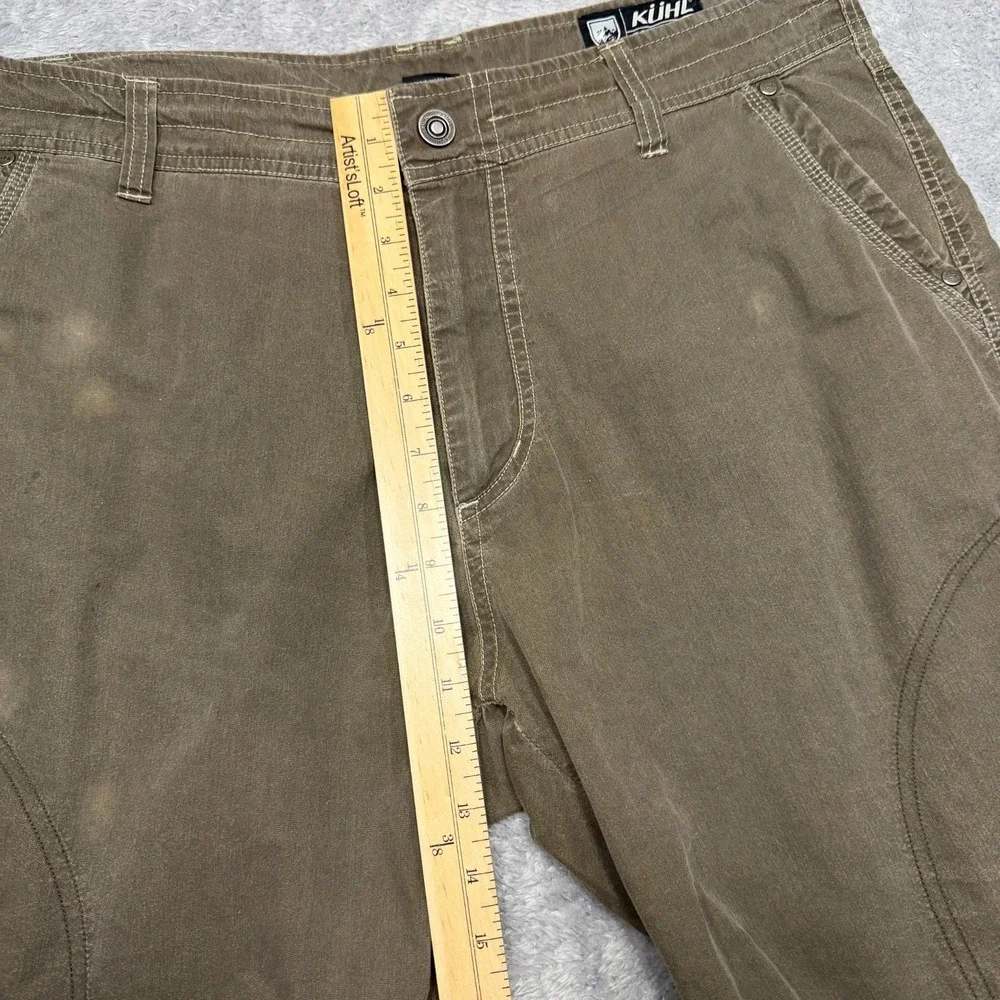 Kuhl Ramblr Shorts Mens 36x10 Green Beige Vintage Patina Dye Outdoors Hiking